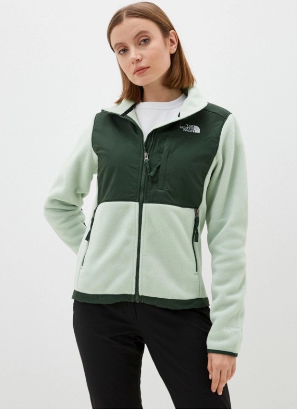 The North Face Retro Denali Jacket Two-Tone Green Hooded Fleece Jacket Small